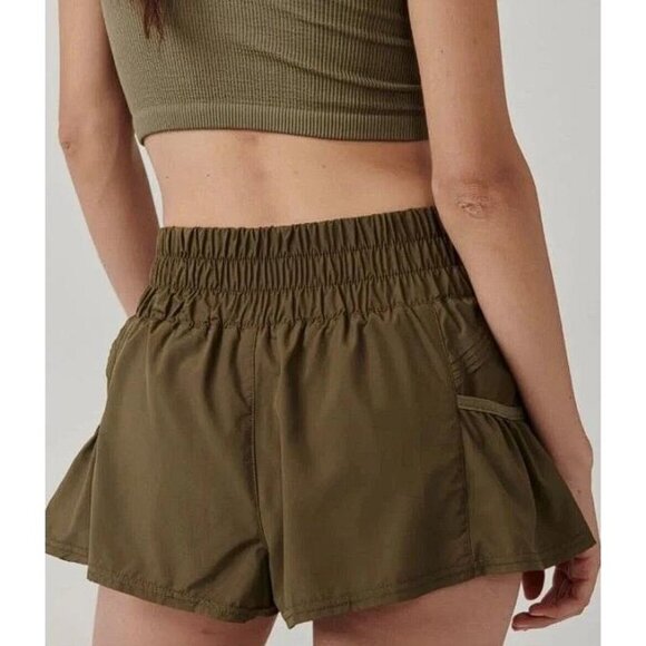 FP MOVEMENT BY FREE PEOPLE Women's Get Your Flirt On Shorts Size S In Dark Olive - Picture 2 of 6